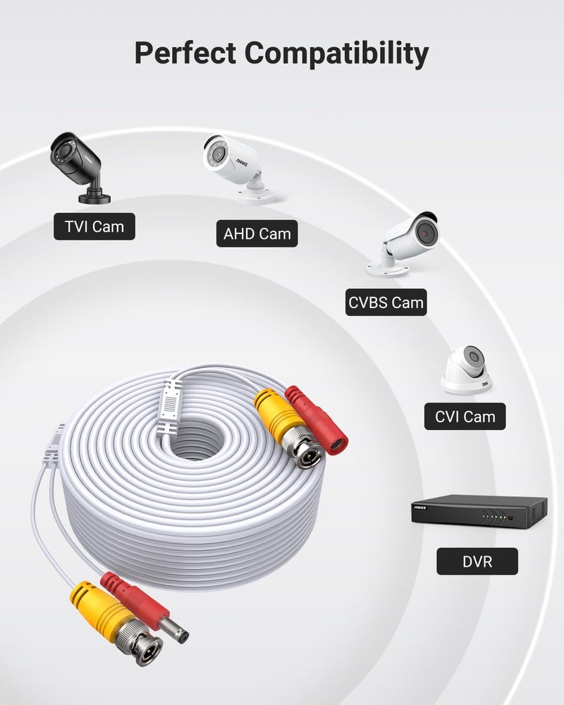 ANNKE 4 Pack 150 Feet Security Camera Cable, All-in-One BNC Video and Power CCTV Cameras Cables Wire with Two Female Connectors for Surveillance Cams System(White)-W100 - Image 4